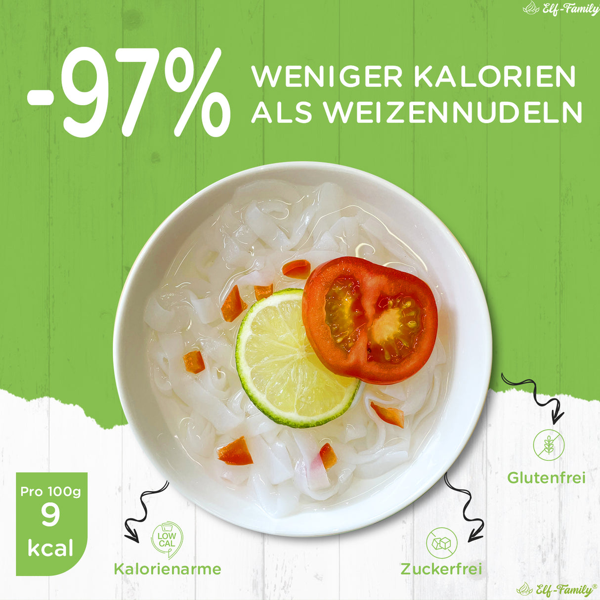 Elf-Family 270g x60er Box(120 Pack) Low Carb Diät Box Bio Pasta Fettucine Konjak Nudeln | nur 9 kcal pro 100g | Vegan, Keto, Halal, Glutenfrei MHD: 12/11/2026