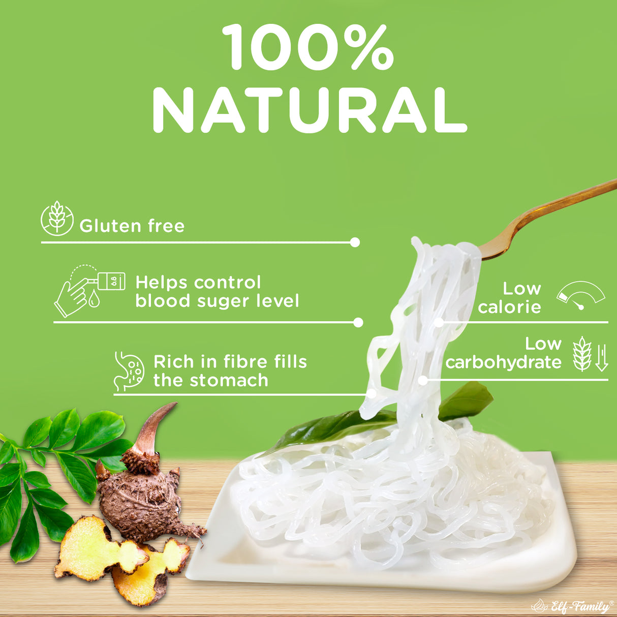 Elf-Family 270g x6er Box(12 Pack) Bio Vegan Diät Box Spaghetti Konjaknudeln | Ultra Low Carb 9 kal pro 100g | Vegan, Keto, Halal, Glutenfrei MHD: 12/11/2026