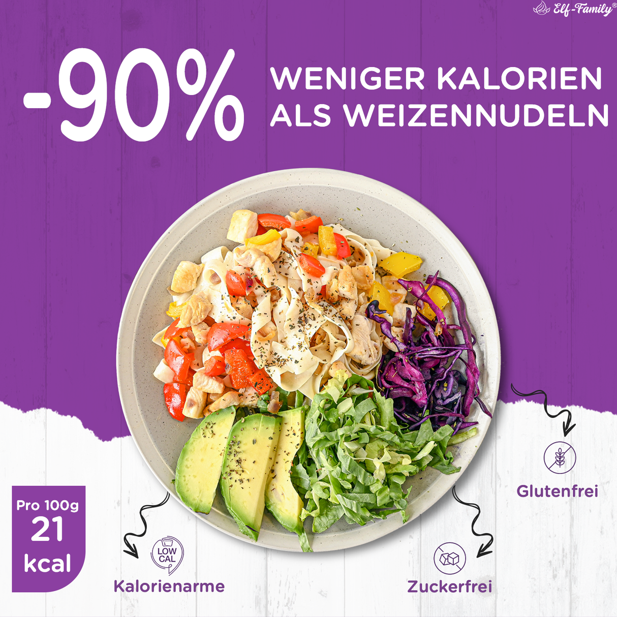 Elf-Family Diet Food Premium Konjak Nudeln aus Thailandia Vegan Glutenfrei-240g x6er Box (confezione da 12), Shirataki Nudeln Instant Nudeln Pasta/Keto/Low Carb/Kalorienarme/Zuckerfrei -Spaghetti & Fettuccine