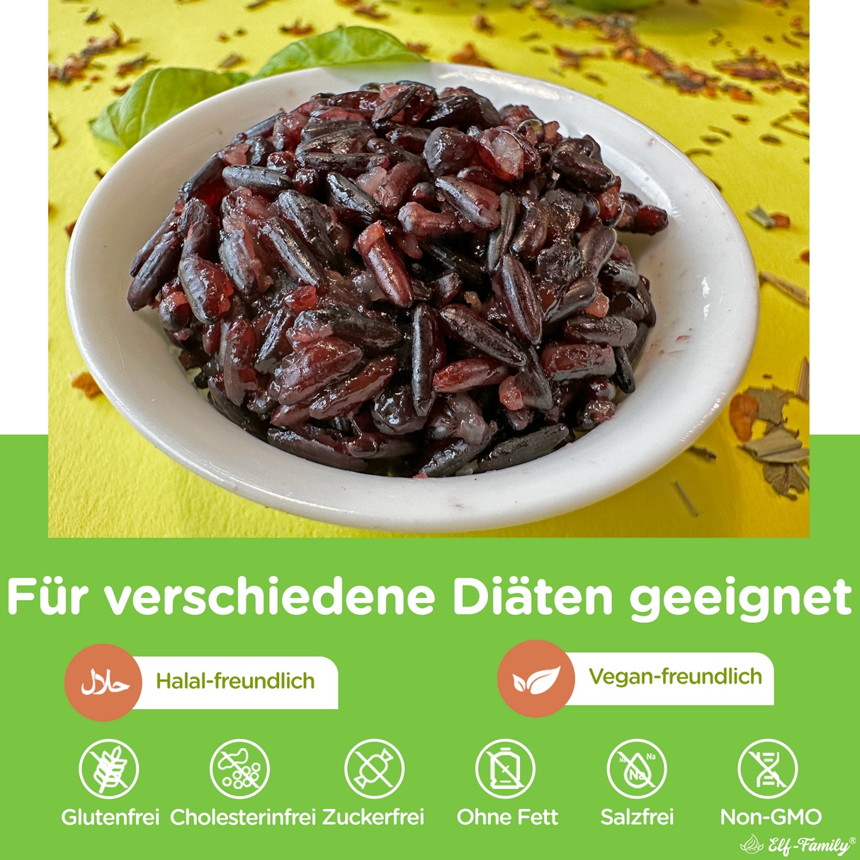 Elf-Family 170g x  6er Pack Low Carb Diät Box für 1 Woche | Reisbeerreis Konjakreis Bowl - Instant Büromittagessen - ballaststoffreiche Ernährung MHD: 07/11/2026