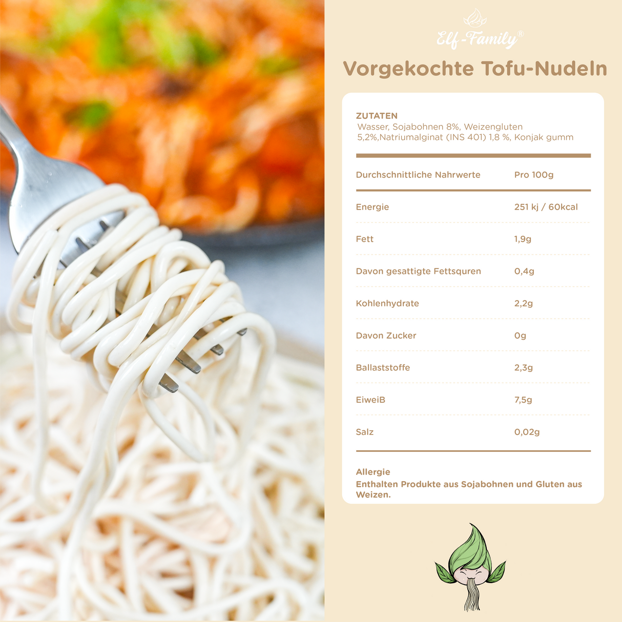 Elf-Family 300g X 48er Pack Tofu-Nudeln - Instant Low Carb & hoher Proteingehalt Diätbox, 48er pack MHD: 08/11/2026 Veganes Fitness-Food: Innovativ & Hochproteinig