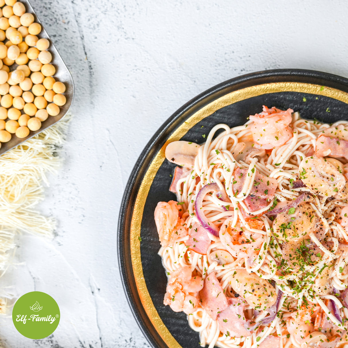 Elf-Family 48er pack Tofu-Nudeln - Instant Low Carb & hoher Proteingehalt Diät Box für Fitness-Rezepte 1 Monat