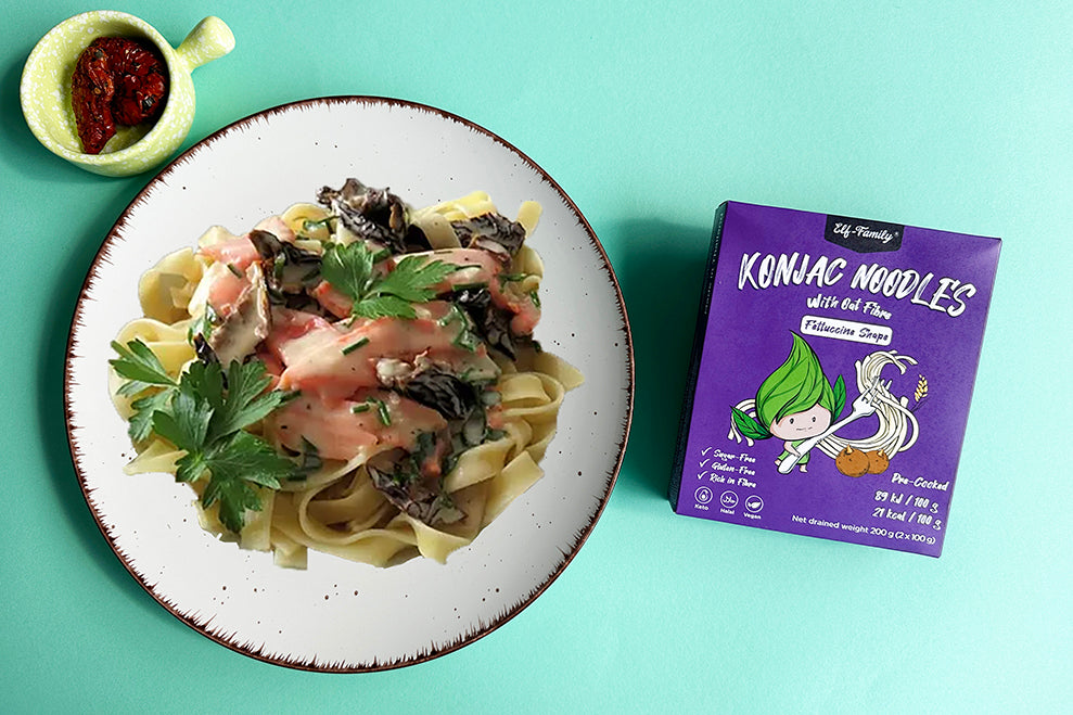 Fettuccine mit geräuchertem Lachs und getrockneten Tomaten – Elf-Family Fettuccine mit geräuchertem Lachs und getrockneten Tomaten – Elf-Family