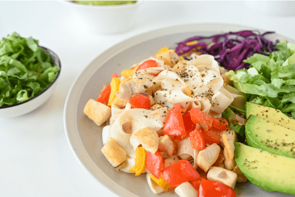 Konjac Noodle Salad with Stir-fried Chicken Breast