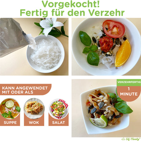 (Vorverkauf)Elf-Family 270g x6er Box(12 Pack) Low Carb Diät Box Bio Pasta Fettucine Konjak Nudeln | nur 9 kcal pro 100g | Vegan, Keto, Halal, Glutenfrei