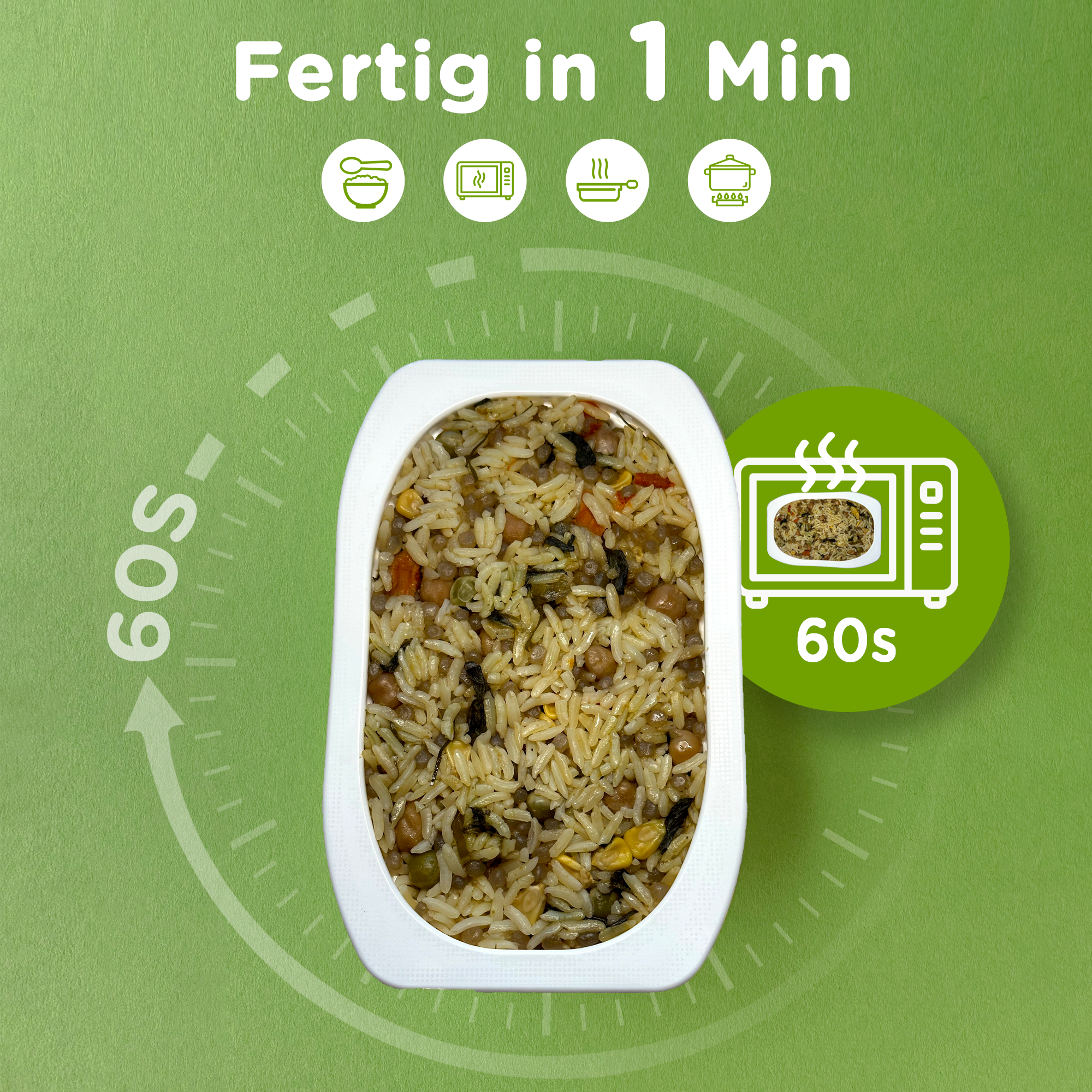 Elf-Family Diet Thai Fried Rice - Spicy green curry from Thailand - Ready meals for microwave in 1 minute - 100% Natural Thai - High in protein / Low in calories / Vegan / Pre-cooked - Box of 6 