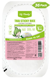 Elf-Family Instant Thai Sticky Rice Dessert - Coconut Flavor from Thailand - Ready Meals for Microwave in 1 Min - 100% Natural Thai - [Diet Box for 1 Month, 36 Portions] 