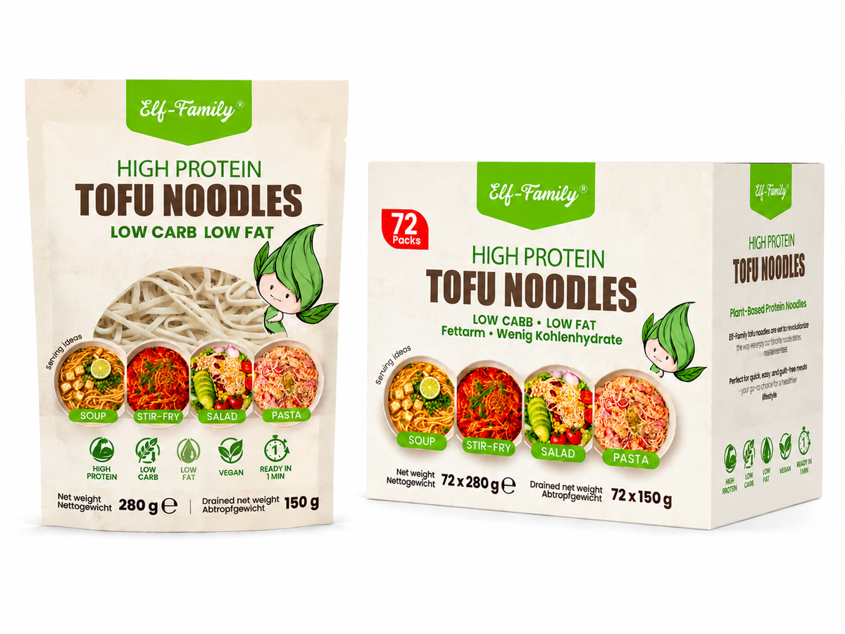 Elf-Family 72er pack Tofu-Nudeln -20.16kg  Instant Low Carb & hoher Proteingehalt Diät Box für Fitness-Rezepte 1 Monat   MHD:10/11/2027
