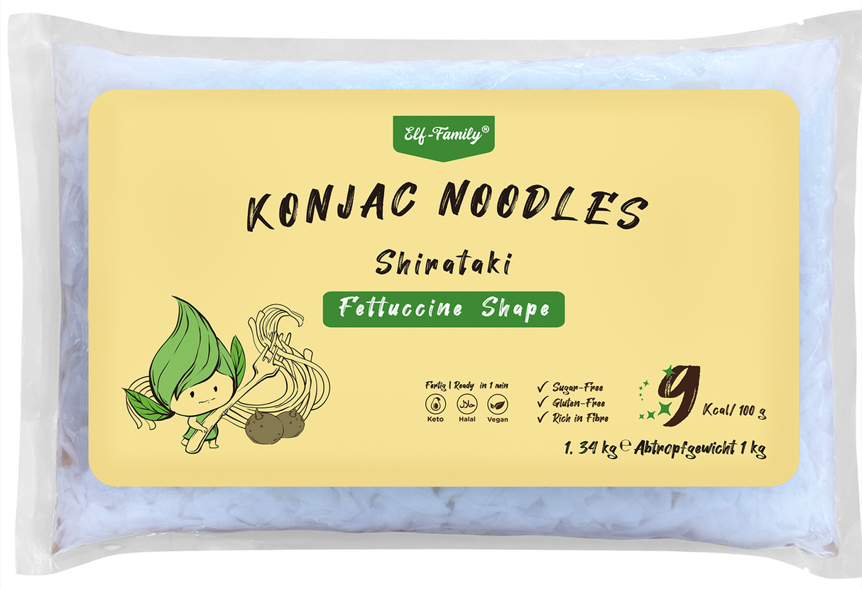 Elf-Family family pack of glass noodles from Konjak for vegan, gluten-free, keto diet, low carb recipes