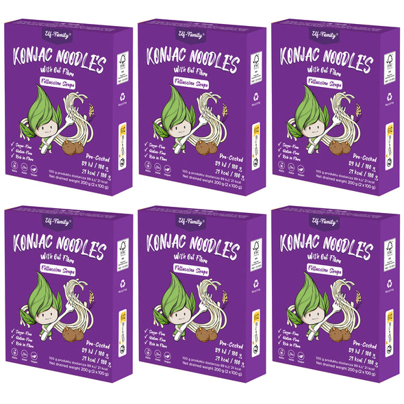 Elf-Family Fettucine Diät Box von Glutenfrei Konjakmehl aus Thailand für Vegan, Halal, Ketogene Ernährung -240g x6er Box(12 pack)