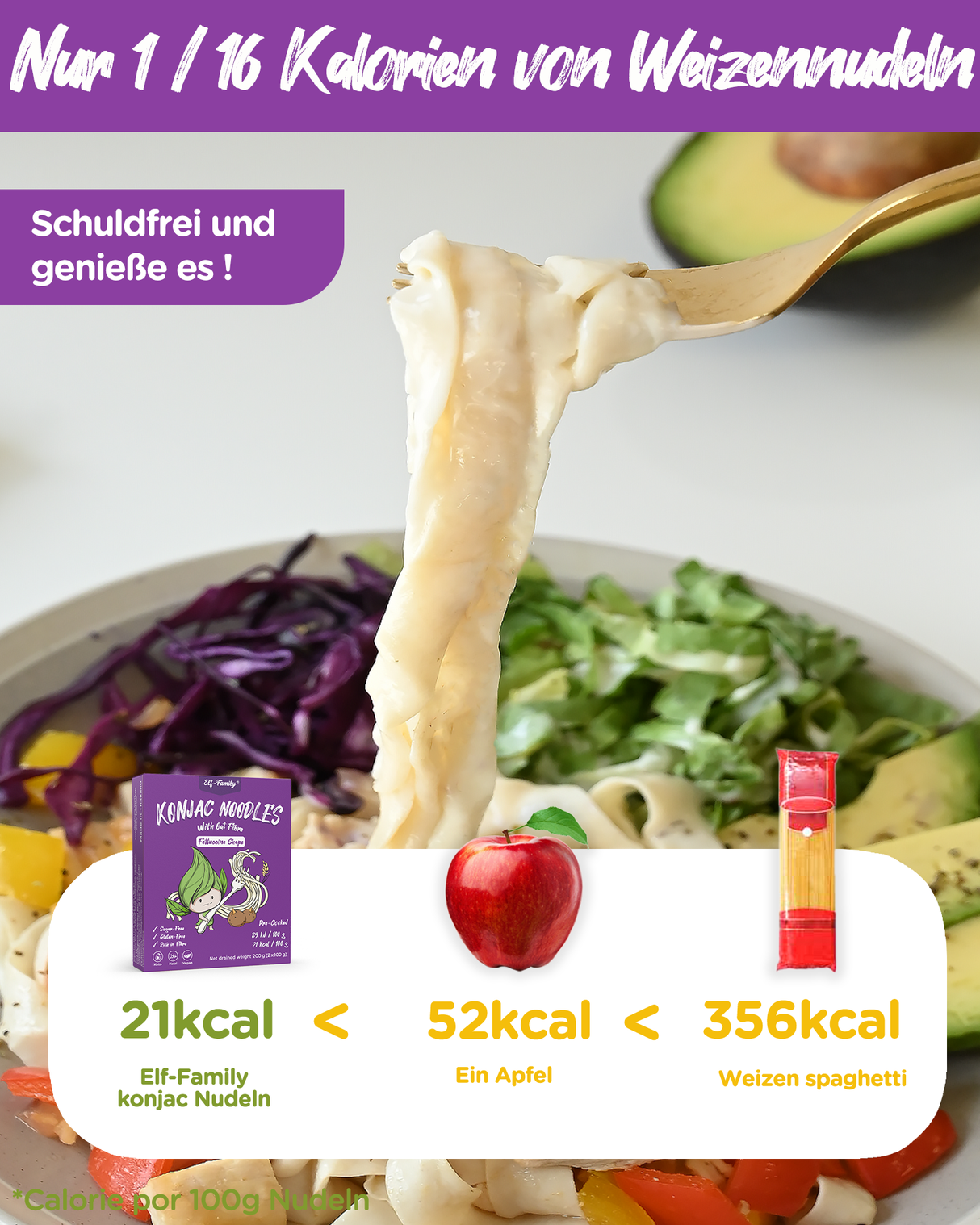 Elf-Family Diät Box für 30 Tagen | Fettucine Konjak Nudeln Pasta aus Thailand