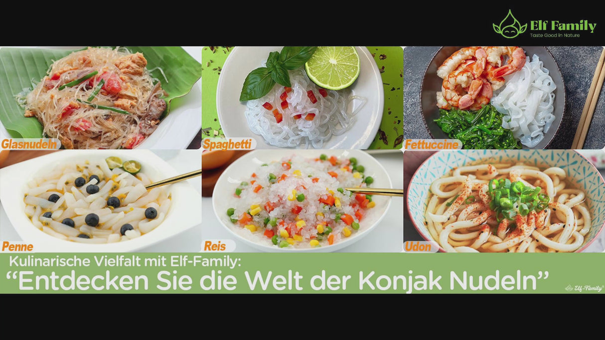 Elf-Family Probier-Pack 6*100g | 18er*（6*100g）Konjak in Form von Spaghetti, Reis und Udon | Low Carb Diät MHD:26.05.2025