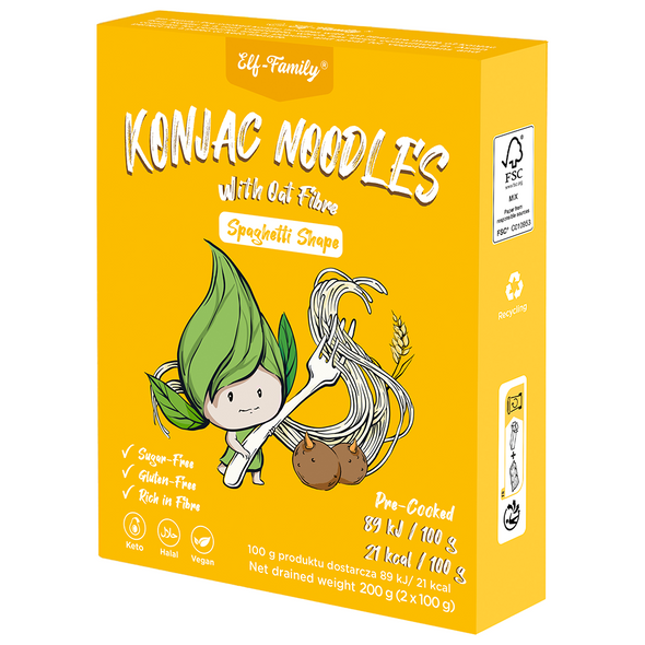 Elf-Family Diät Box Spaghetti Shirataki Nudeln Set von Konjak aus Thailand | Vegan, Keto, Halal, Low Carb Rezepte-240g x6er Box(12 pack)