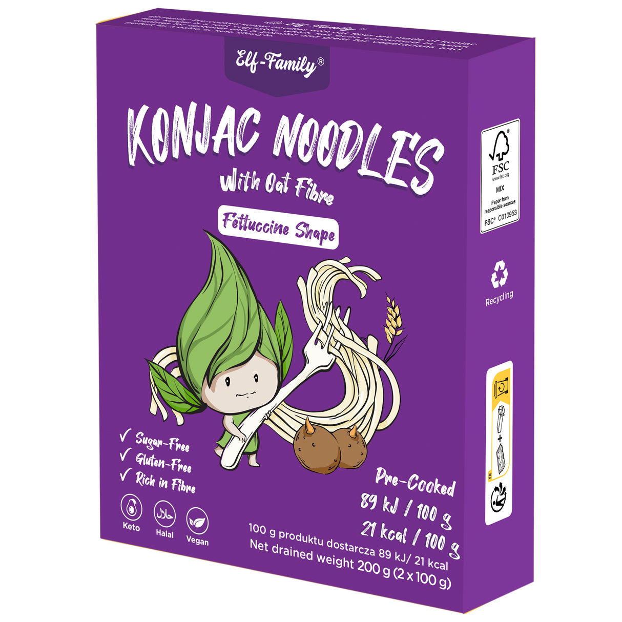 Elf-Family Konjak Nudeln [Fettuccine] aus Thai -240g x6er Box(12 pack), Low Carb Lebensmittel Vegan Glutenfrei, Shirataki Nudeln Instant Pasta/Keto Diet Food/Kalorienarme/Zuckerfrei 